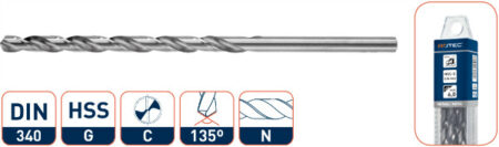 Metaalboor HSS DIN 340N 12,0x205mm.