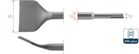Beitel SDS+ spade/gebogen 60x250mm.