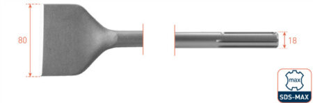 Beitel SDS max spade/breed 80x300mm.