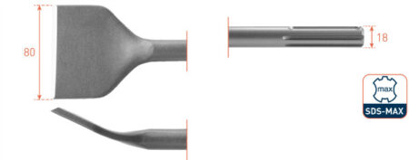 Beitel SDS max spade/breed/gebogen