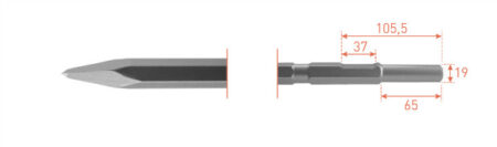 Beitel 6-kt. 21mm. punt 380mm.19x66