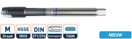 HSSE INOX machinetap DIN371/376B M8x1,25