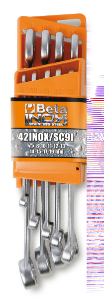Ringsteeksleutelset + houder SC9-42 INOX