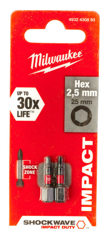 Milwaukee Shockwave bit BZK 2,5x25mm