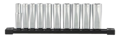 3/8" 10 dlg set lange dop metrisch/rail