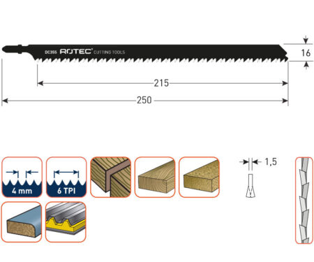 Decoupeerzagen DC355/ T1044DP / L=250 mm