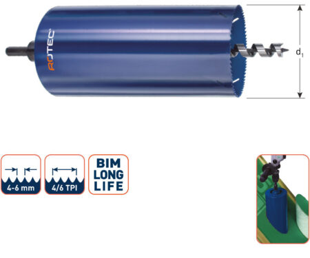 Dakdoorvoerboor 121x300 mm.incl boor