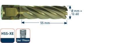 Kernboor HSSXE Gold-Line 15.5x55mm.