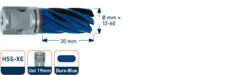 HSSXE kernboor 14,0x30mm. gecoat