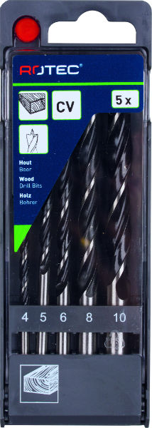 5 dlg. houtboorset 4,0 - 10,0mm