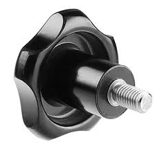 Vijfsterknop kunststof zwart M6x9 diam.