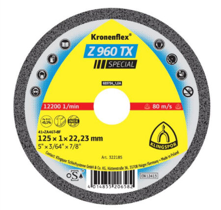 Doorslijp metaal 125x1.0x22 Z960 TX vlak