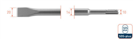 Beitel SDS+ plat 20x250mm.
