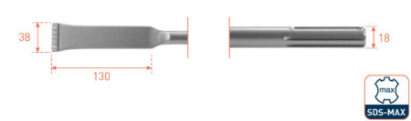 Beitel SDS max tand/hardmetaal 38x280mm.
