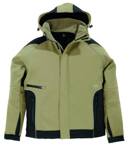 FHB Softshell jack Khaki-zwart Mt.L